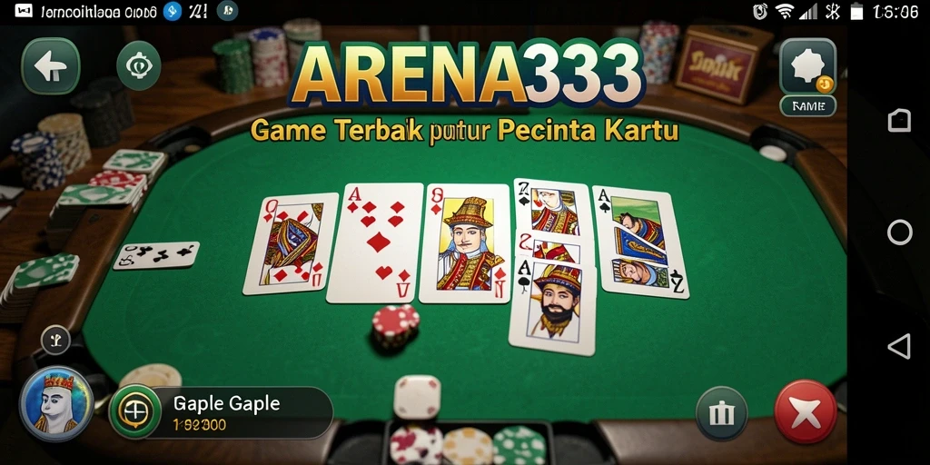 Tampilan seru dari gameplay Gaple di ARENA333.