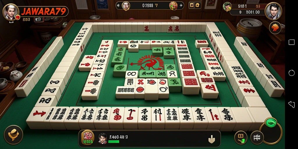 Tampilan gameplay seru dalam JAWARA79 yang menampilkan ubin Mahjong.