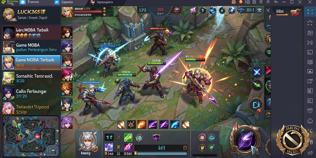Tangkapan layar gameplay LUCK365 menampilkan pertempuran seru antara dua tim.