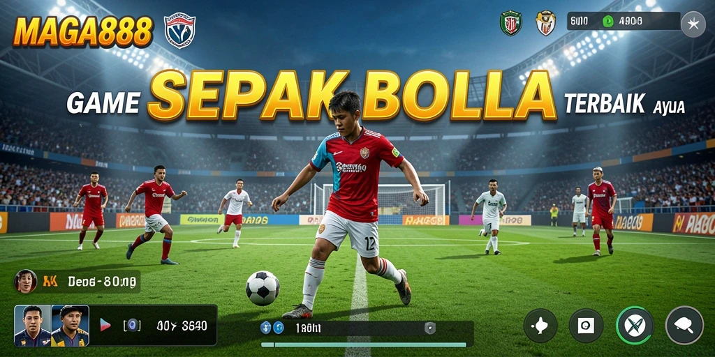 Tangkapan layar MAGA888 menampilkan momen seru dalam permainan sepak bola.