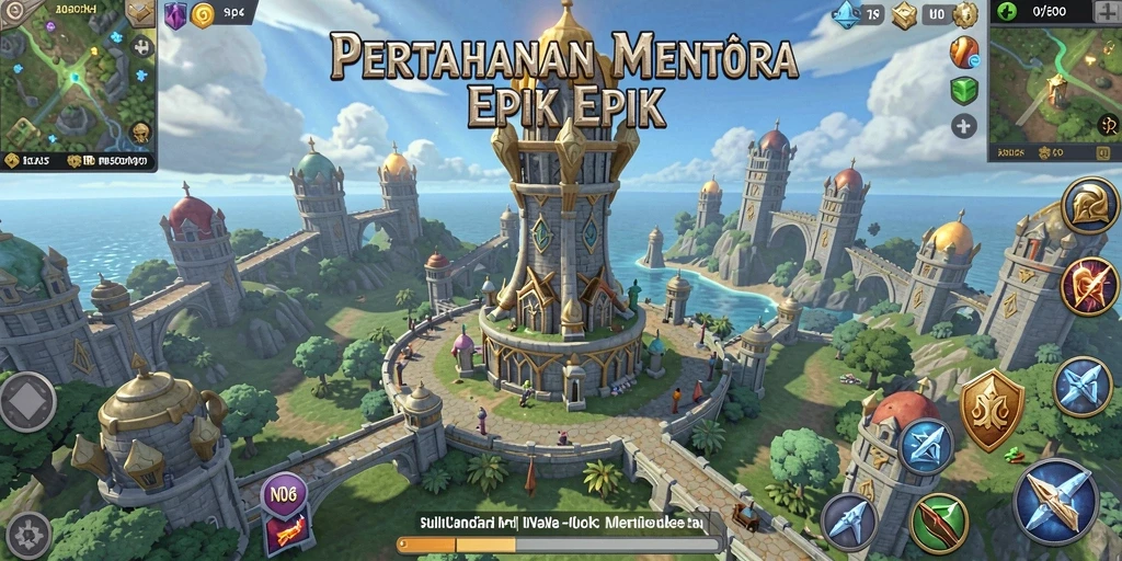 Screenshot utama N06 menampilkan aksi seru dalam game Tower Defense.