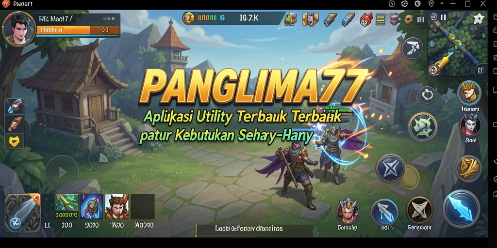 Tampilan utama aplikasi PANGLIMA77 dengan fitur utilitas yang beragam.