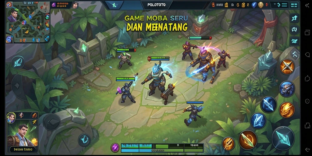 Tampilan gameplay seru dalam POLOTOTO, pertarungan tim yang mendebarkan.