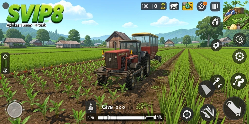Screenshot gameplay SVIP8 yang menunjukkan aktivitas bertani yang menyenangkan.
