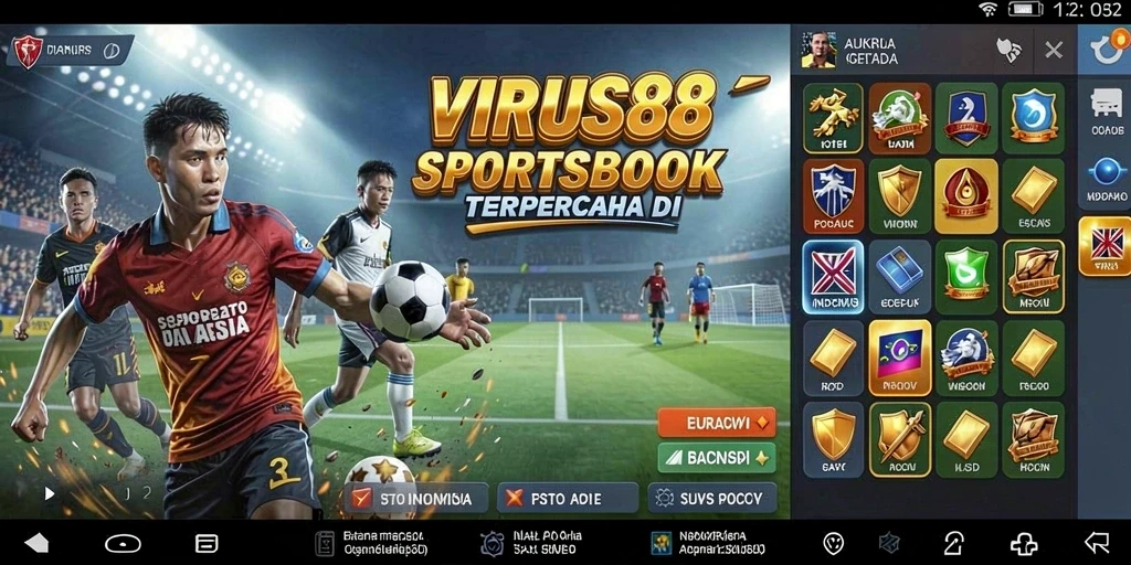 Screenshot gameplay VIRUS88 yang menampilkan opsi taruhan olahraga.